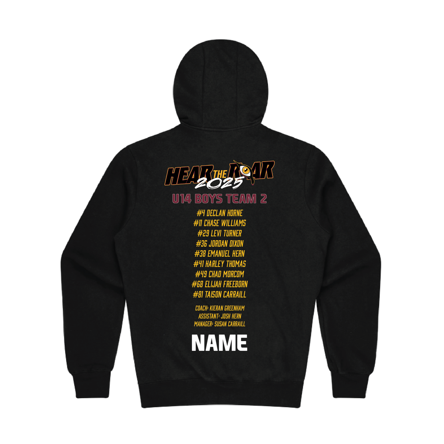 SOUTHERN TIGERS BC CARNIVAL HOODIE PACK WITH TEAM LIST AND NICKNAME