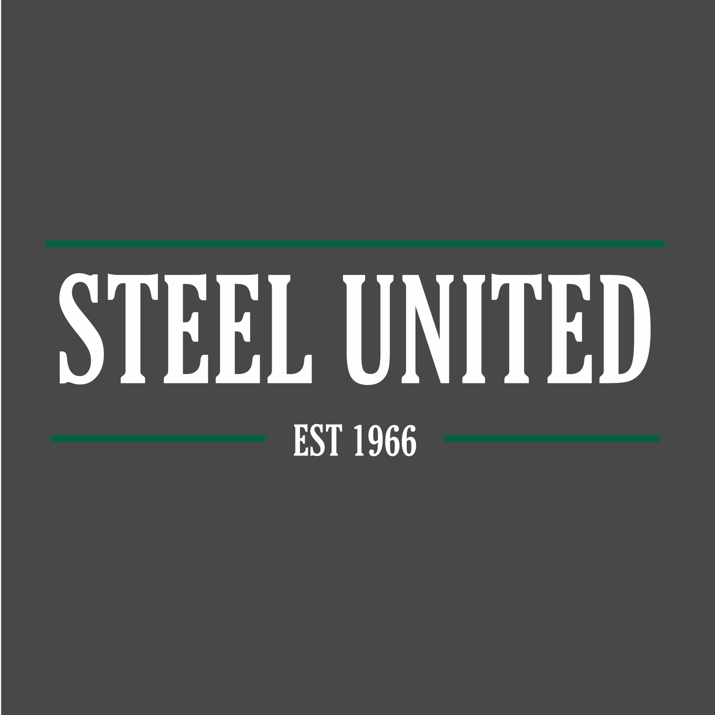 STEEL UNITED CREW NECK SWEAT DARK GREY- WHITE/GREEN LOGO (AP230283)