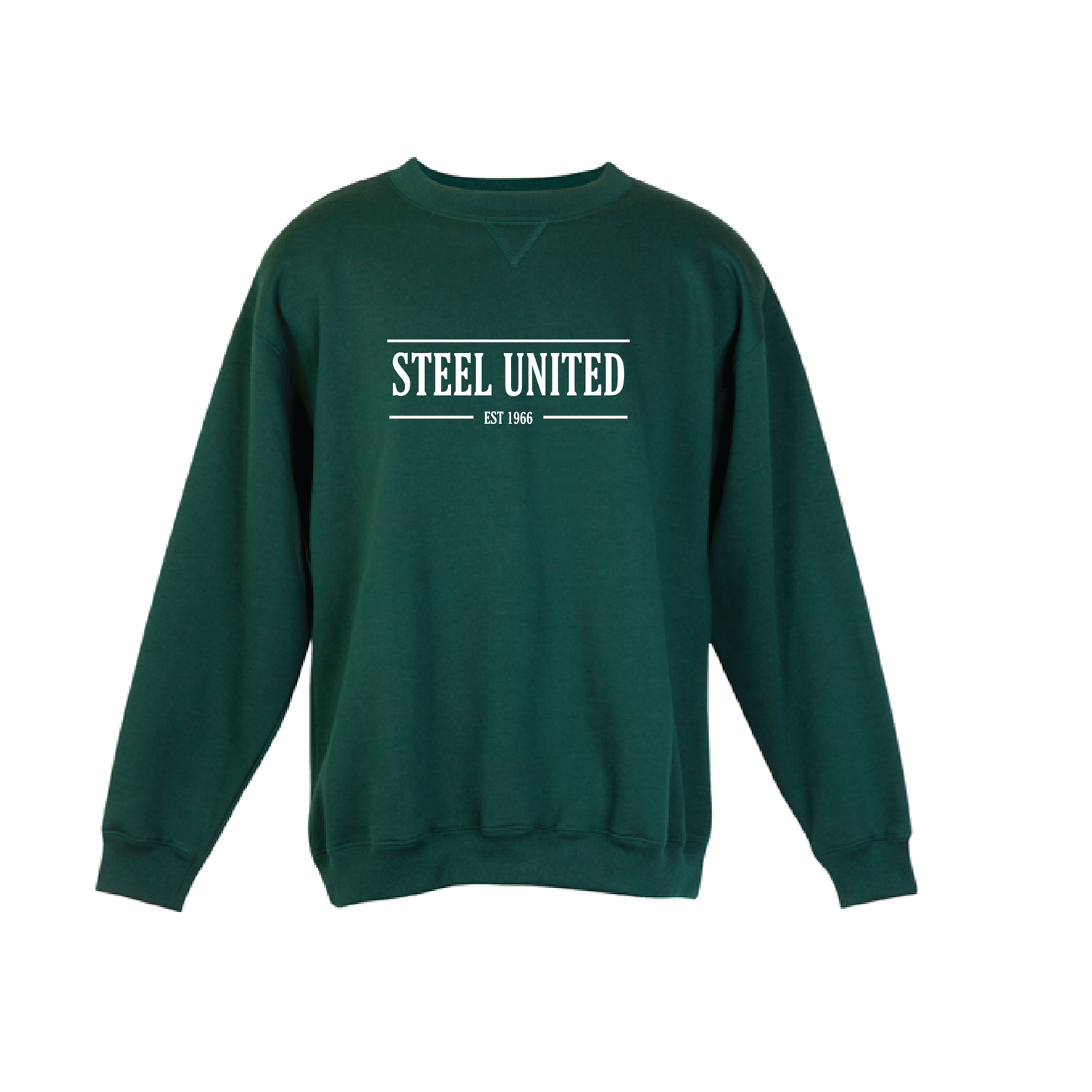 STEEL UNITED CREW NECK SWEAT GREEN- WHITE LOGO (AP230285)