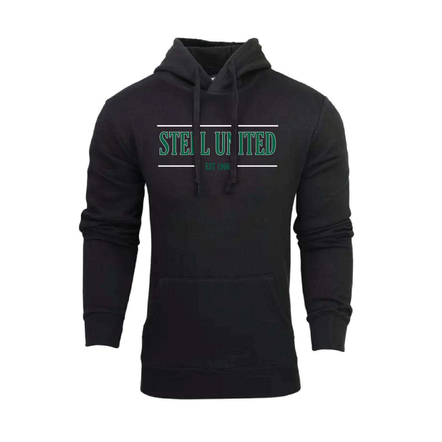 STEEL UNITED HOODED SWEAT - GREEN/WHITE LOGO (AP230281)