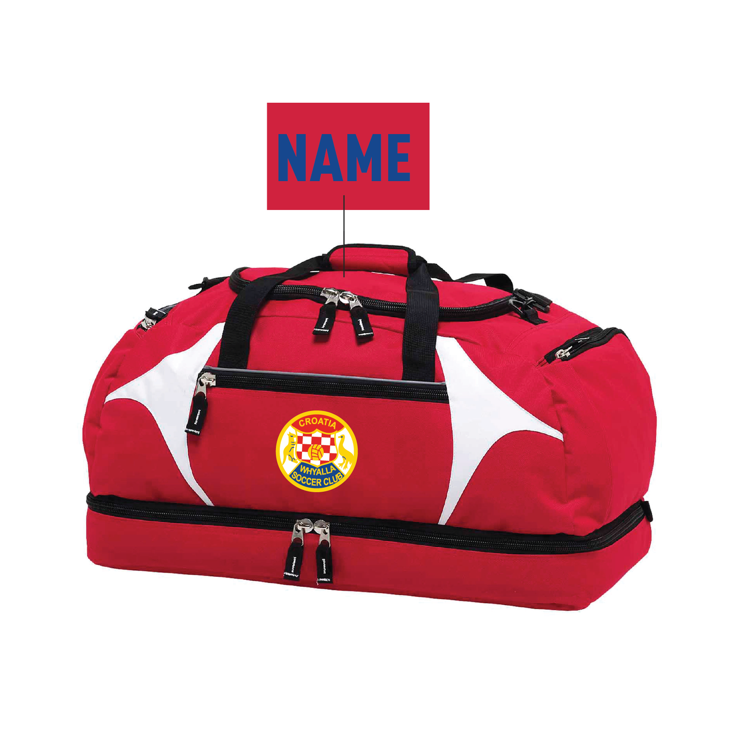 WHYALLA CROATIA SOCCER CLUB SPORTS BAG WITH PERSONAL NAME