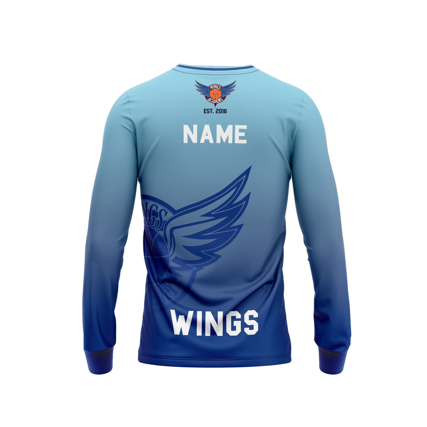 WINGS SUBLIMATED LONG SLEEVE TEE - BLUE