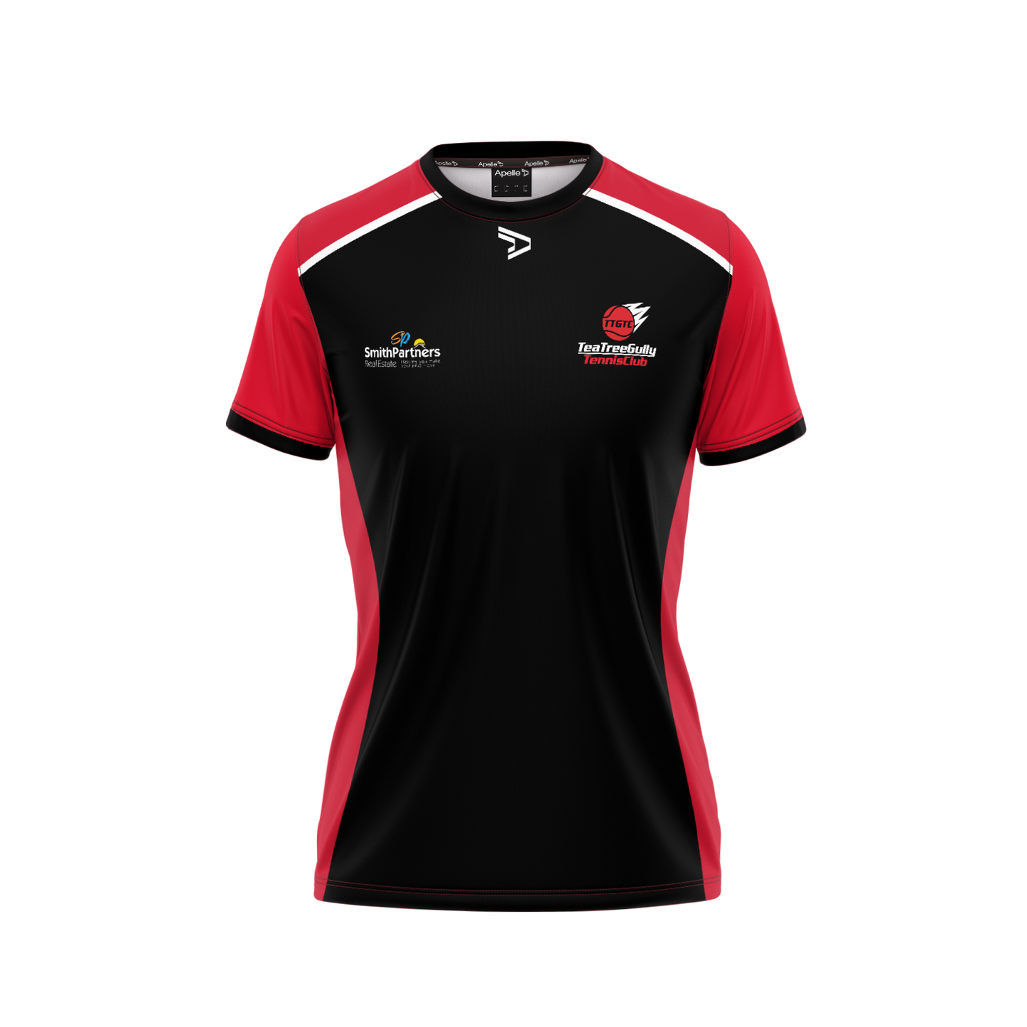 Tea Tree Gully Tennis Club Tee - Red & Black Women's