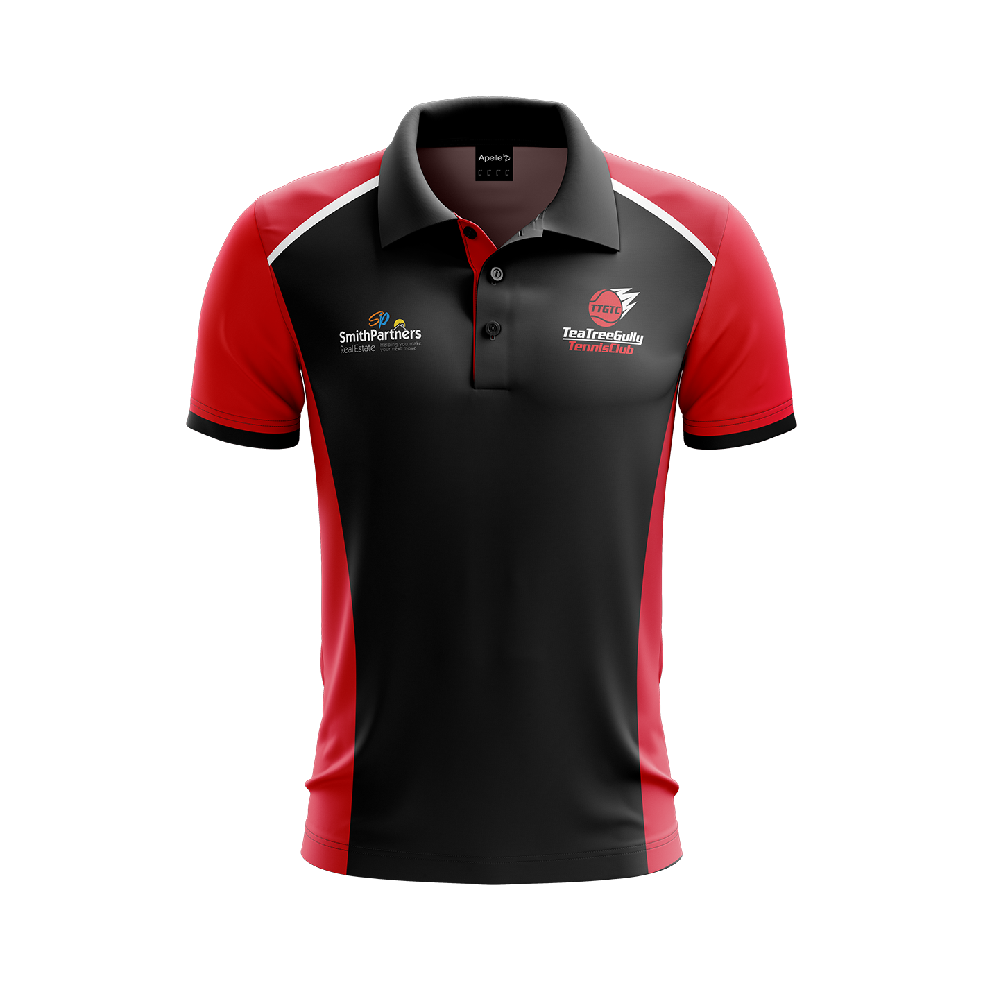 Tea Tree Gully Tennis Club Polo - Red & Black Men's Youth