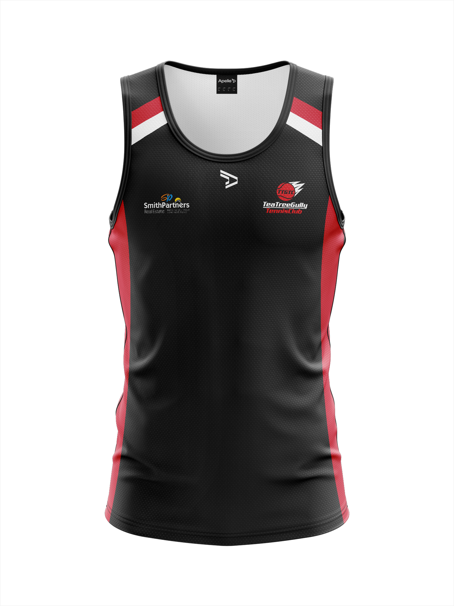 Tea Tree Gully Tennis Club Singlet - Red & Black Men's Youth (AP230180)