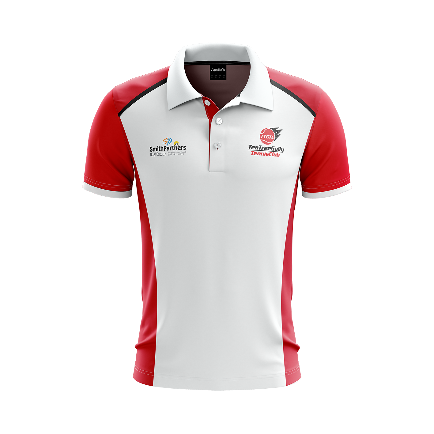 Tea Tree Gully Tennis Club Polo - Red & White Men's Youth (AP230183)