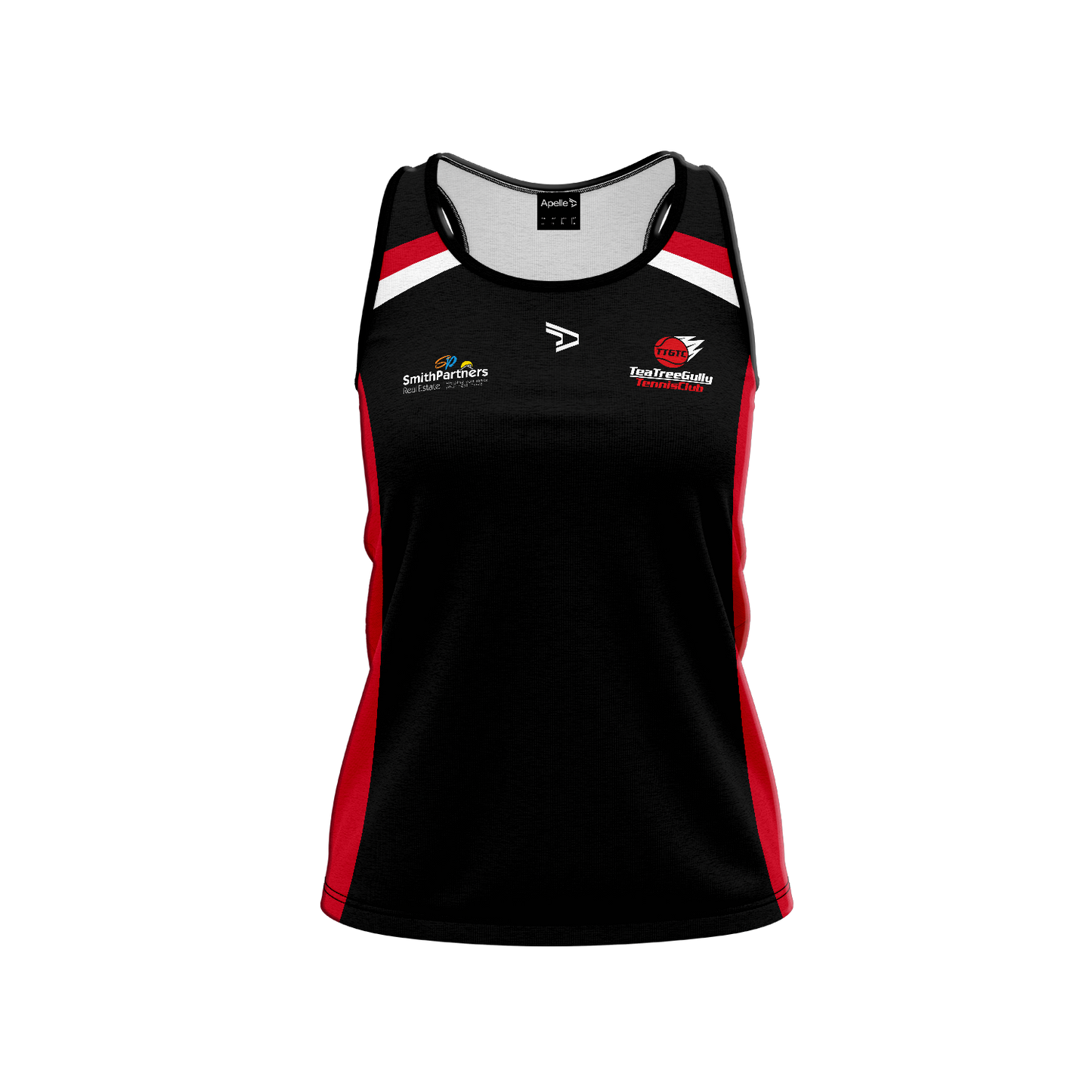Tea Tree Gully Tennis Club Singlet - Red & Black Women's