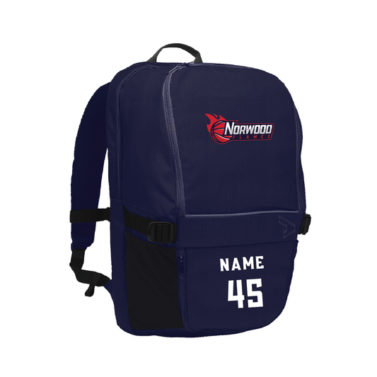 NORWOOD FLAMES - BACK PACK WITH LOGO INITIALS & NUMBER (PRE ORDER ONLY DUE IN JUNE)