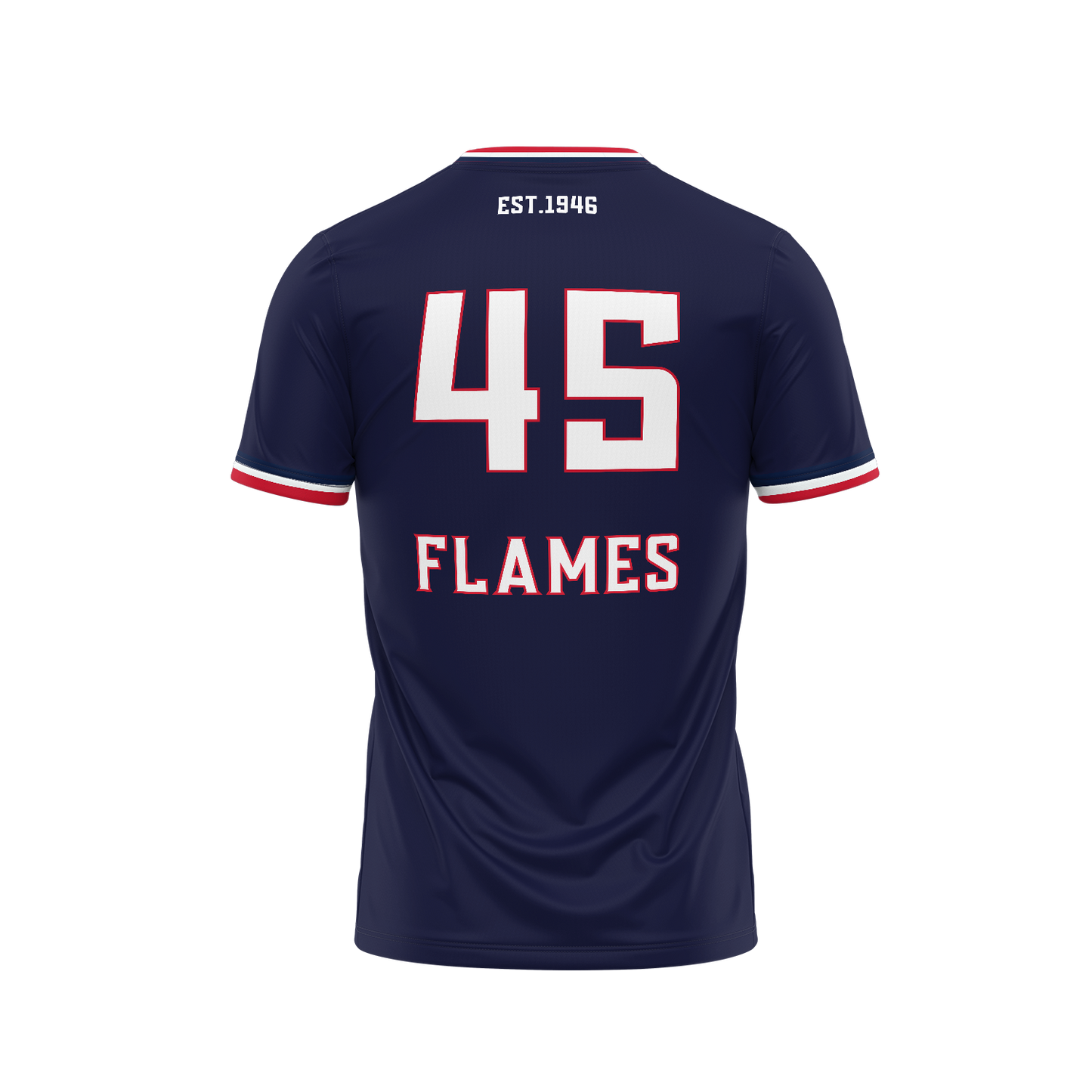 NORWOOD FLAMES SUPPORTER TEE - NAVY with Printed Number