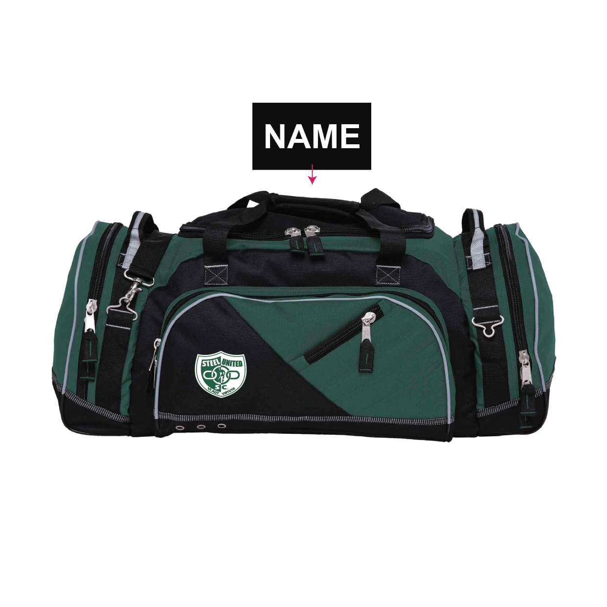 STEEL UNITED CLUB SPORTS BAG WITH NAME (AP220085)
