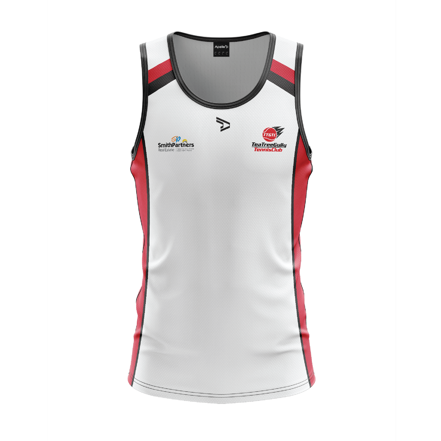 Tea Tree Gully Tennis Club Singlet - Red & White Men's Youth (AP230196)