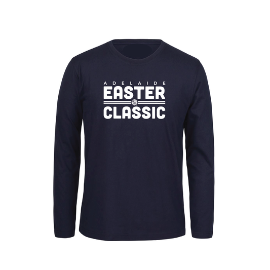 EASTER CLASSIC 2025 L/S TEE NAVY #2 TEAM & PLAYER NAMES ON BACK (MIN QTY 8+)