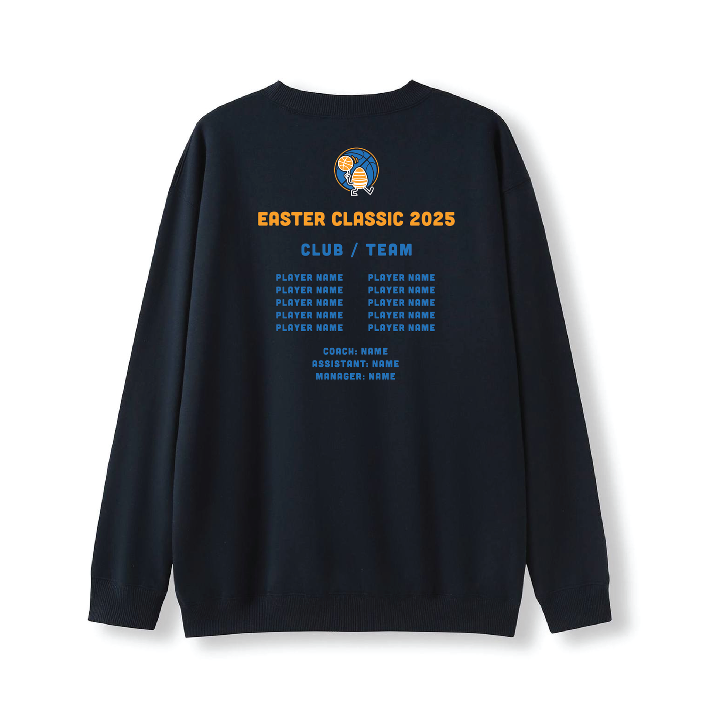 EASTER CLASSIC 2025 CREW NECK NAVY #1 TEAM & PLAYER NAMES ON BACK (MIN QTY 8+)