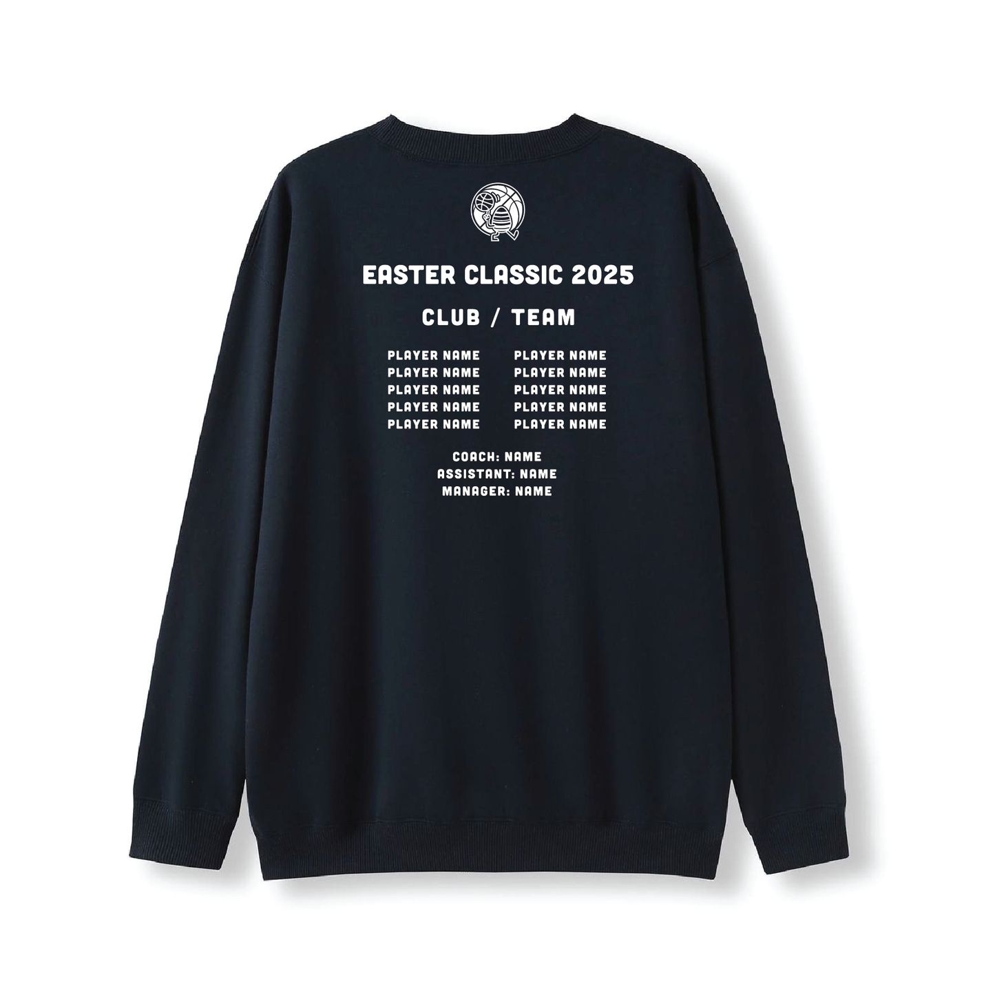 EASTER CLASSIC 2025 CREW NECK NAVY #2 TEAM & PLAYER NAMES ON BACK (MIN QTY 8+)