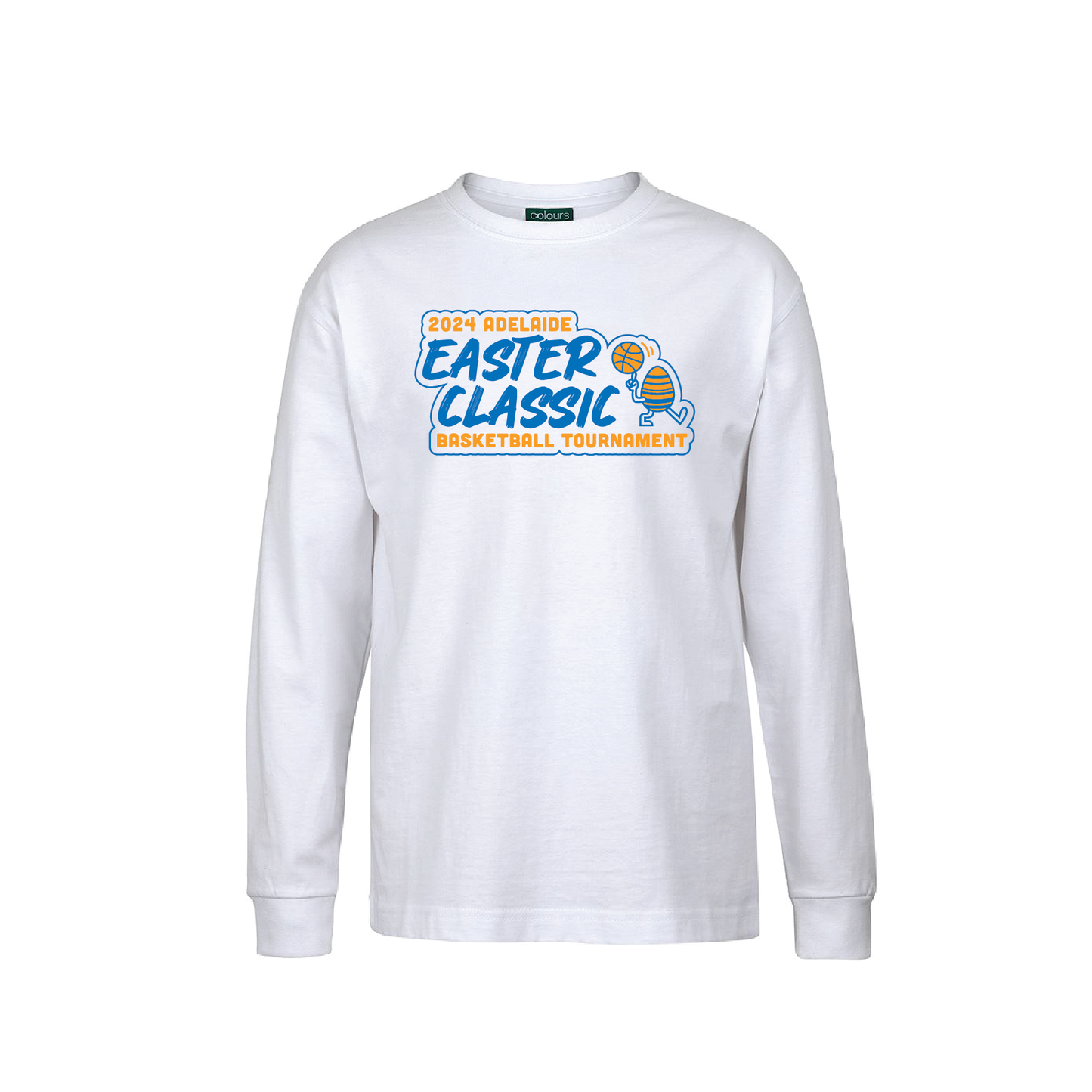 EASTER CLASSIC T-SHIRT WHITE LONG SLEEVE TEAM AND INDIVIDUAL PLAYER NAMES ON BACK (MIN QTY 8+)