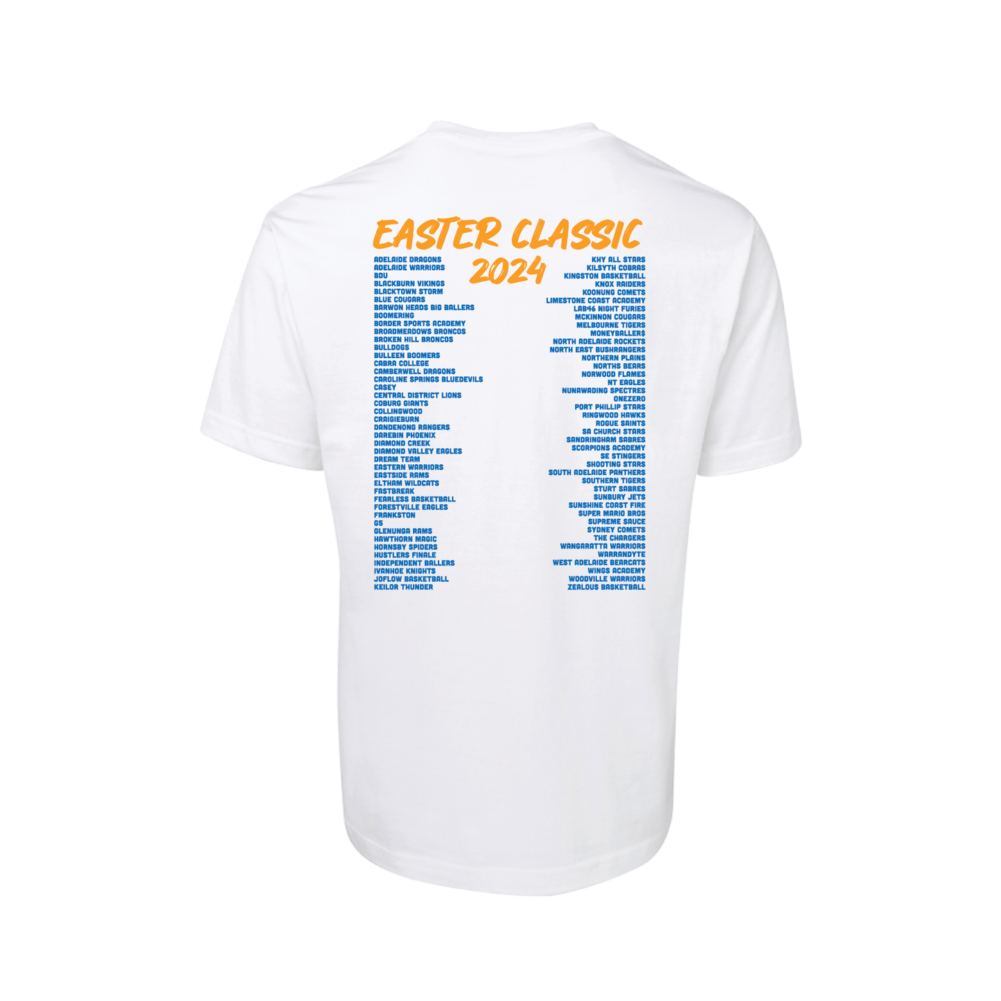 EASTER CLASSIC T-SHIRT WHITE SHORT SLEEVE CLUB NAMES ON BACK (available online only)