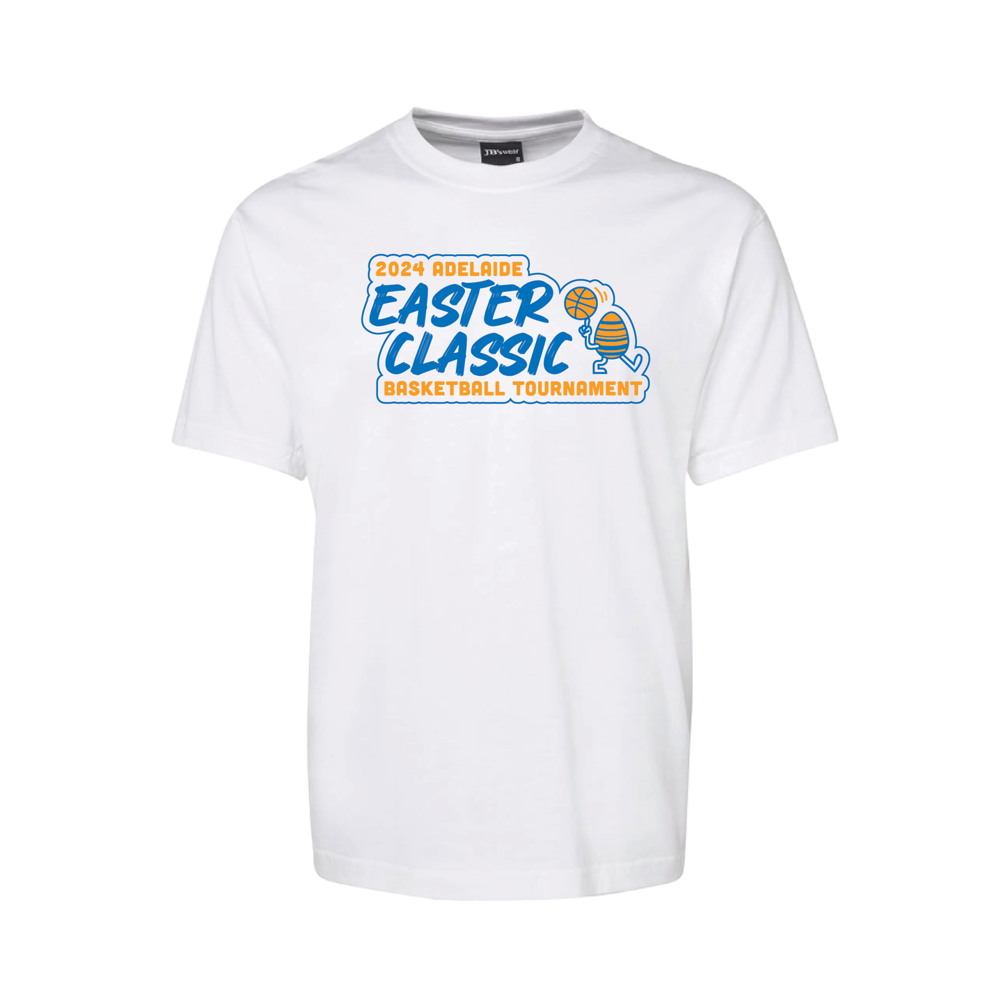EASTER CLASSIC T-SHIRT WHITE SHORT SLEEVE TEAM AND INDIVIDUAL PLAYER NAMES ON BACK  (MIN QTY 8+)