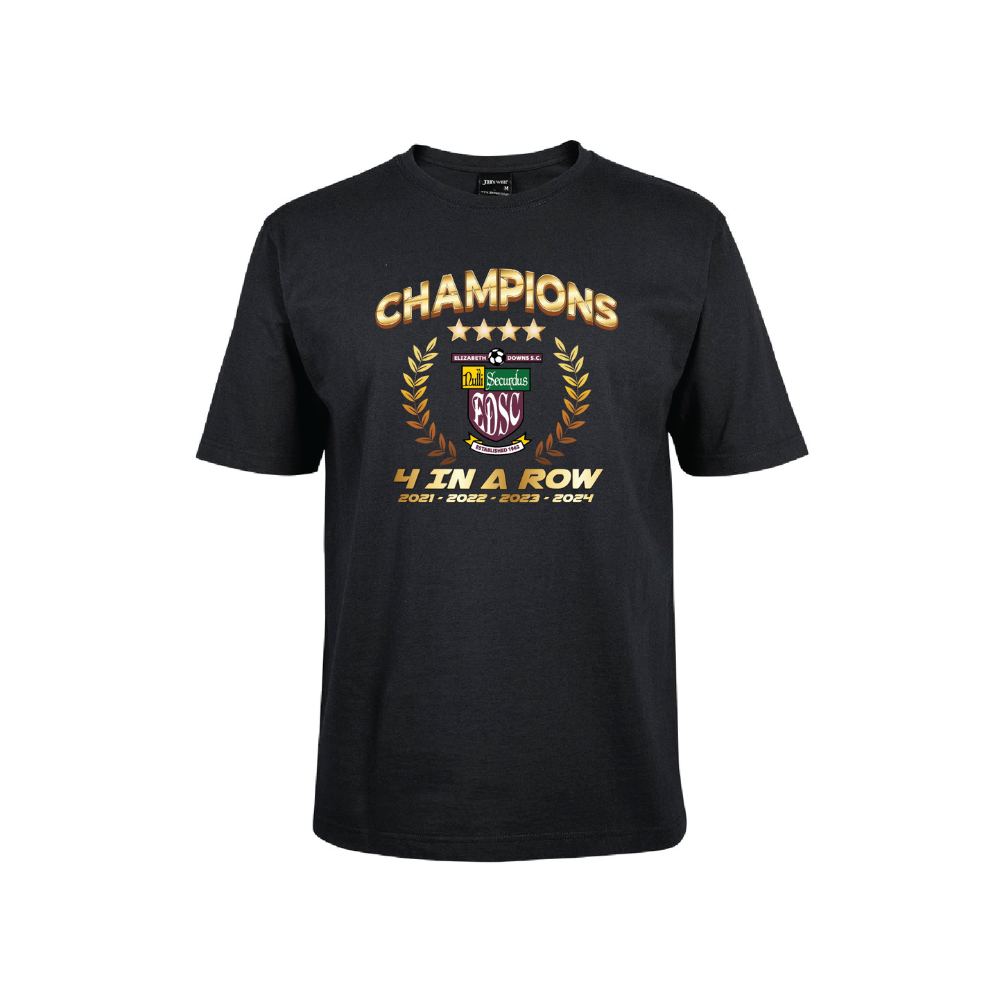 EDSC 2024 4 IN A ROW CHAMPIONS TEE - BLACK - PRE ORDER NOW (AP240456)