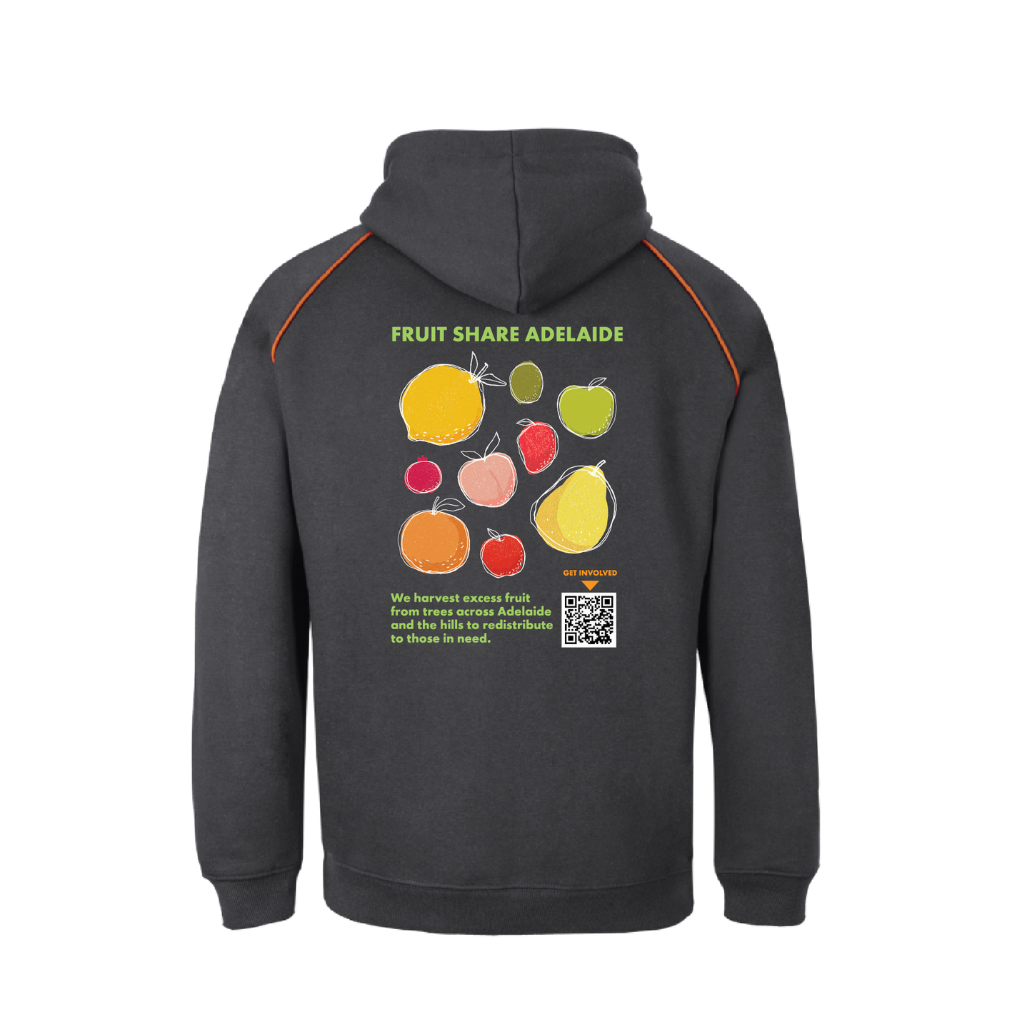 FRUIT SHARE ADELAIDE - HOODIE  GUN METAL / ORANGE - MEN (AP250560)