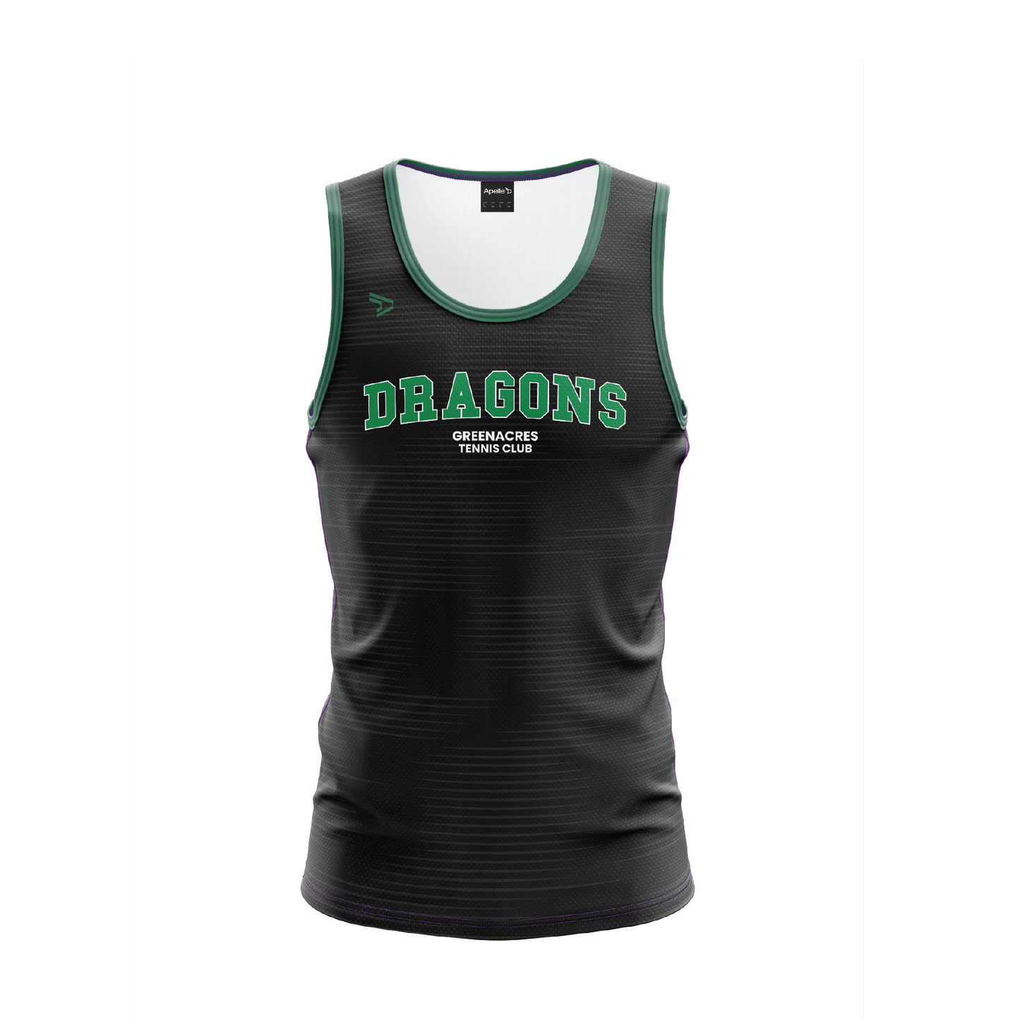 GREENACRES TENNIS CLUB - MENS BLACK SINGLET (AP240461)