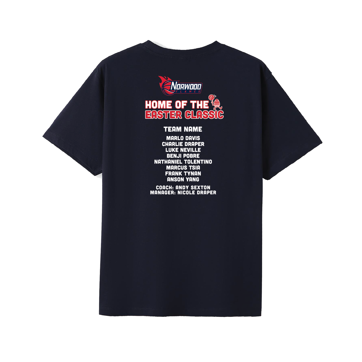 EASTER CLASSIC 2026 NORWOOD FLAMES NAVY WITH TEAM & PLAYER NAMES ON BACK