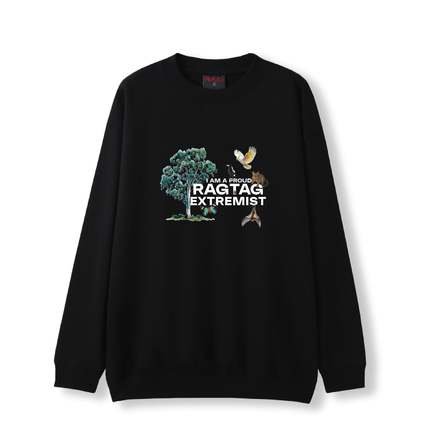 ADELAIDE PARKLANDS - IM A PROUD RAGTAG EXTREMIST - BLACK CREW NECK