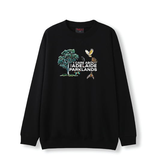 ADELAIDE PARKLANDS - I CARE ABOUT THE PARK LANDS - BLACK CREW NECK