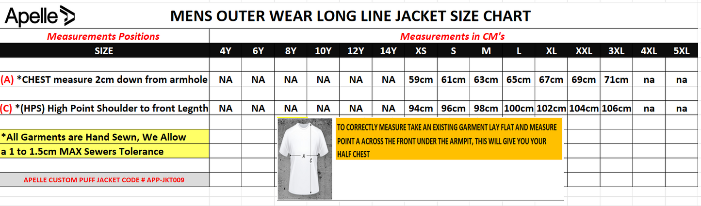 WHYALLA CROATIA PUFFER JACKET LONG LENGTH with Back Name (AP250166)
