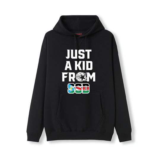 SSANBA 2026 BLACK HOODIE (JUST A KID FROM SSD LOGO)