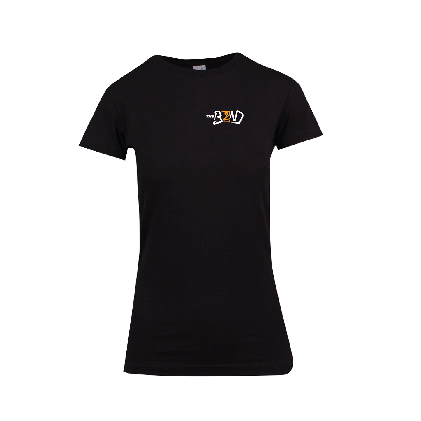 THE BEND TEE - BLACK WOMENS WITH FRONT & REAR BRANDING