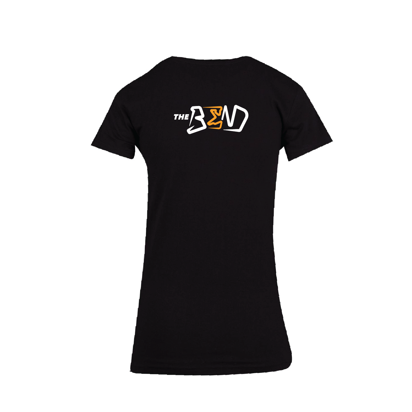 THE BEND TEE - BLACK WOMENS WITH FRONT & REAR BRANDING