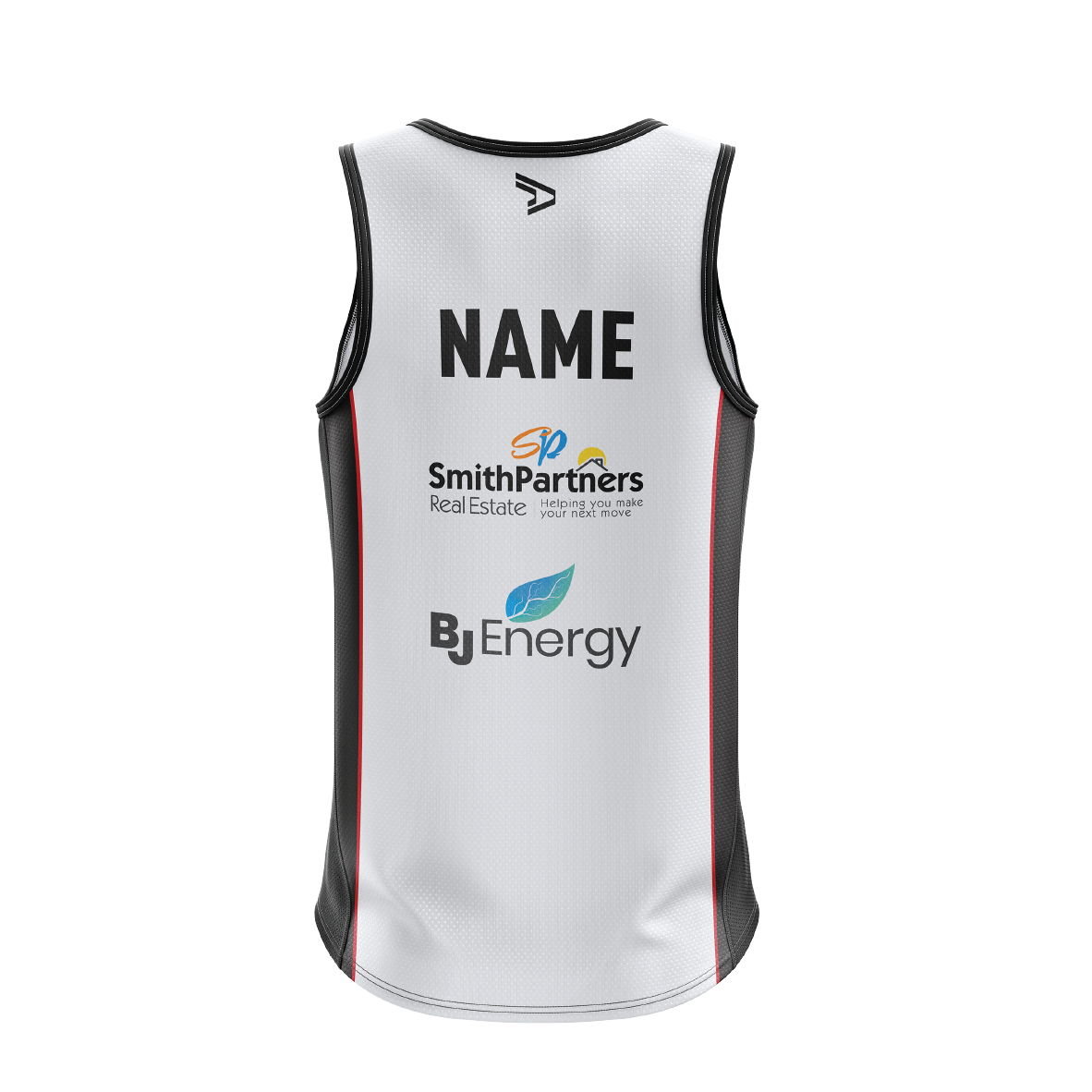 Tea Tree Gully Tennis Club Singlet - White & Black Men's Youth + 100 YEAR Logo (AP260353)
