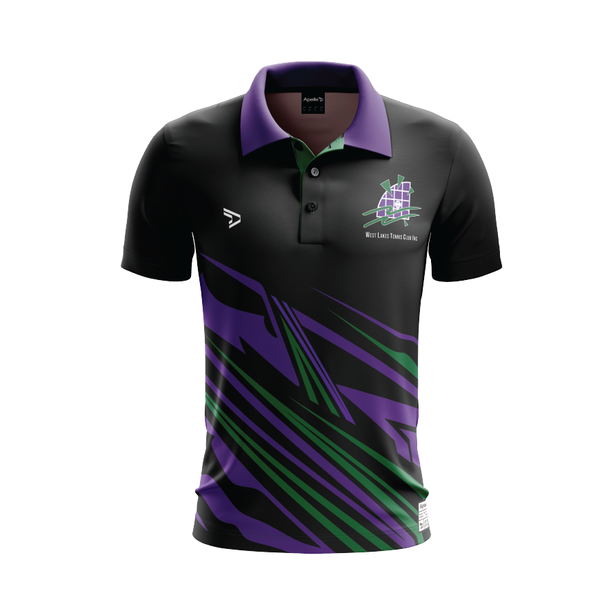 WEST LAKES TENNIS CLUB POLO SHIRT BLACK - MENS YOUTH