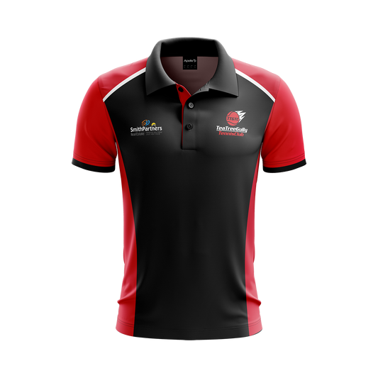 Tea Tree Gully Tennis Club Polo - Red & Black Men's Youth (AP230182)