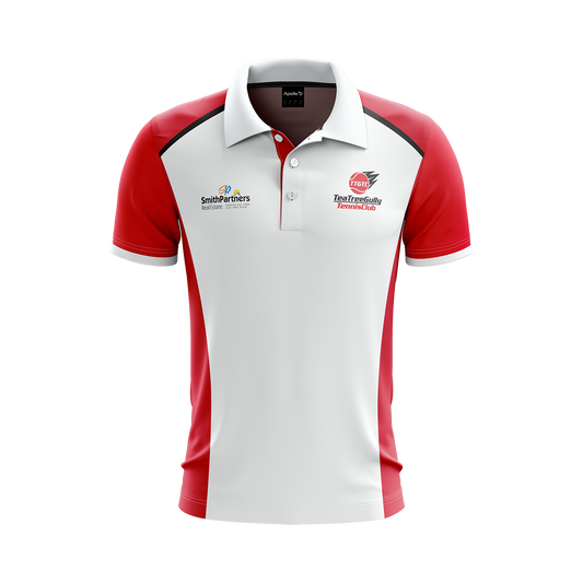 Tea Tree Gully Tennis Club Polo - Red & White Men's Youth (AP230183)