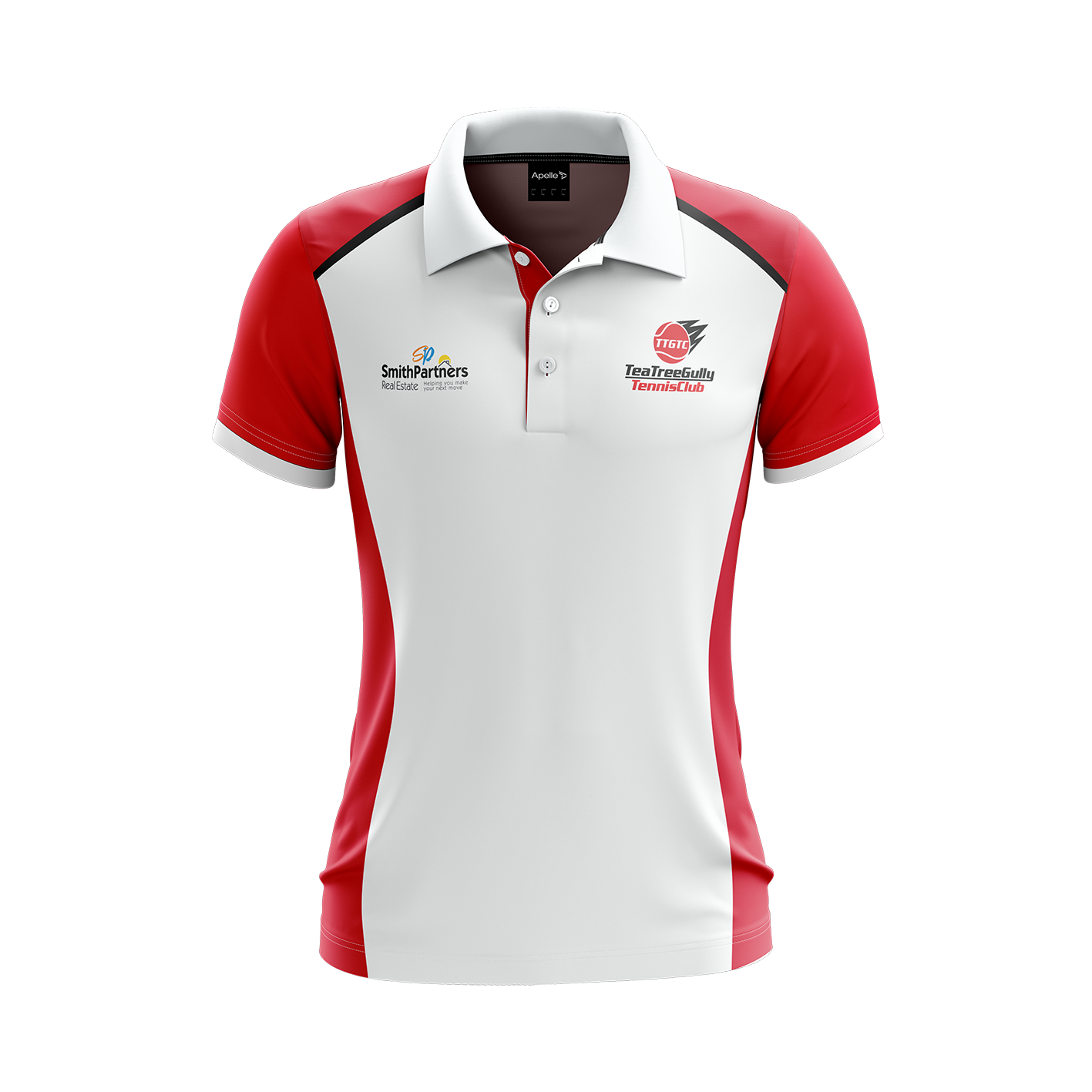 Tea Tree Gully Tennis Club Polo - Red & White Women's (AP230183-W)